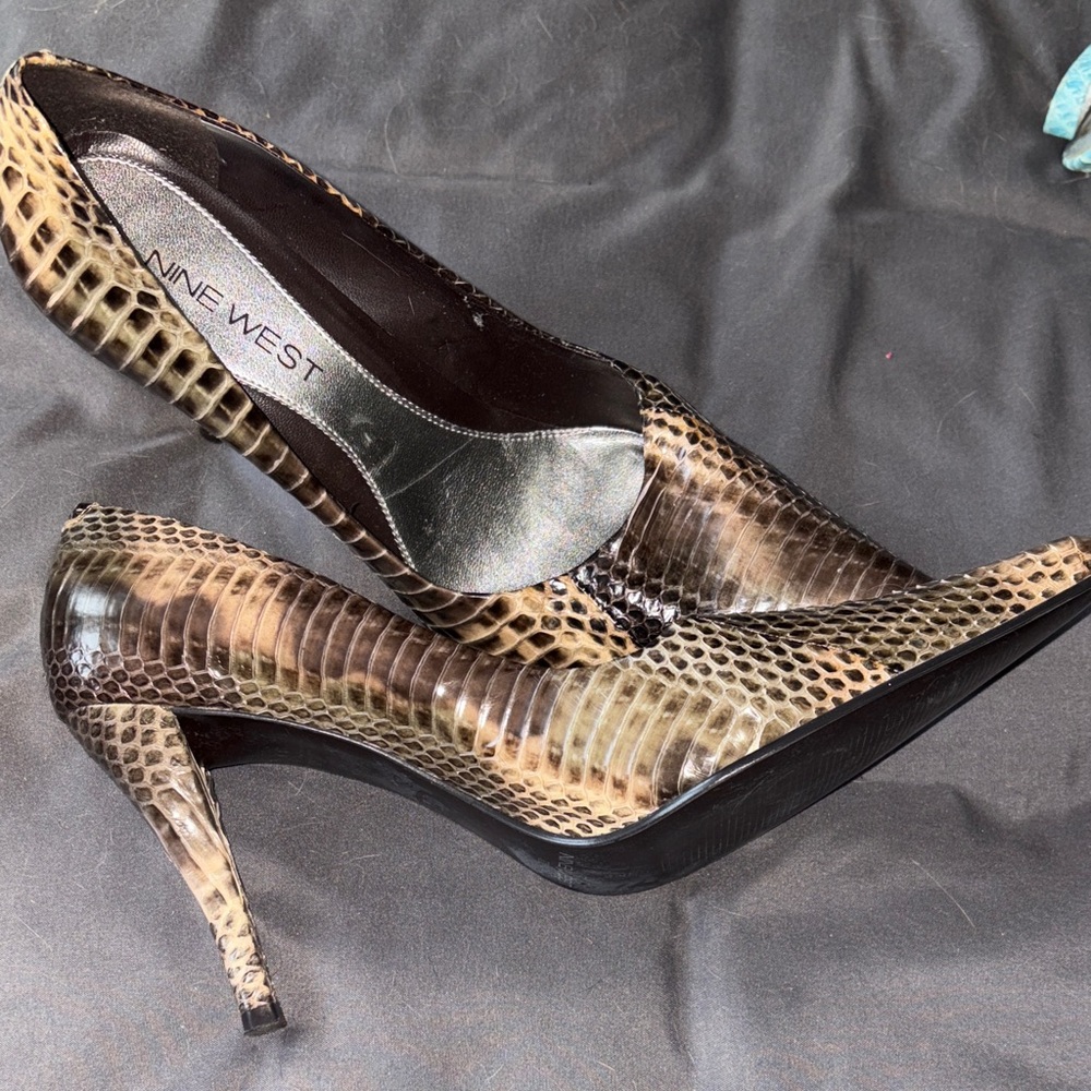 Nine West Tan Snake Print Heels